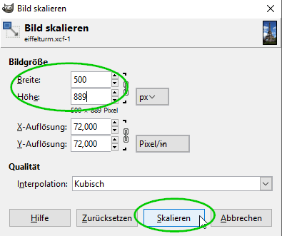 Bilder mit GIMP skalieren